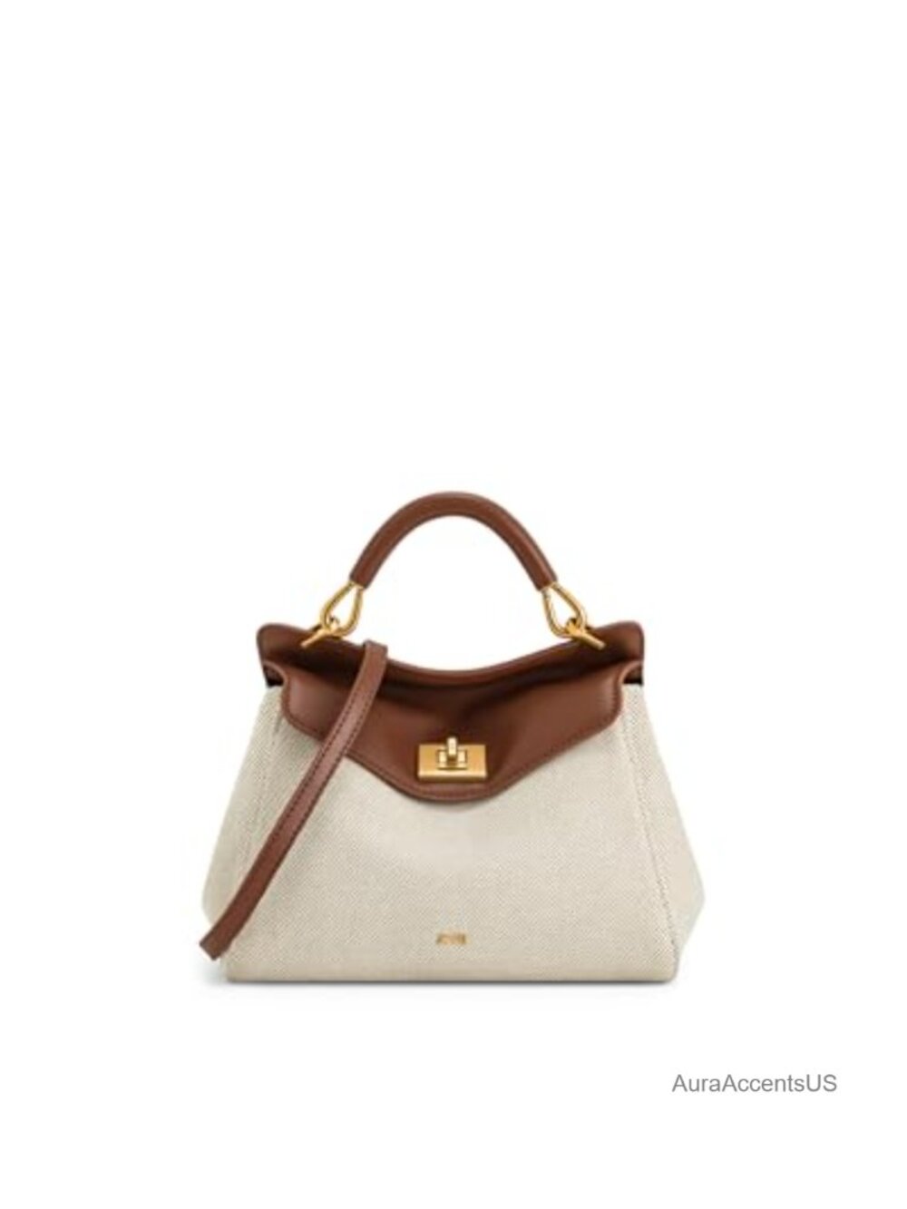 Canvas Satchel Top Handle Handbag Crossbody with Gold Hardware